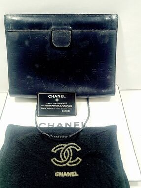 Chanel Black Leather Clutch Bag